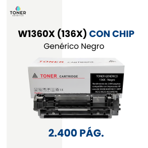 Toner HP W1360X (136X) CON CHIP - negro
